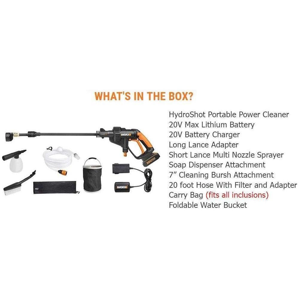 Worx WG629E.1 20V HydroShot Cordless Portable Pressure Washer Kit - Goldpeak Tools PH Worx Worx WG629E.1 20V HydroShot Cordless Portable Pressure Washer Kit - Goldpeak Tools PH Worx